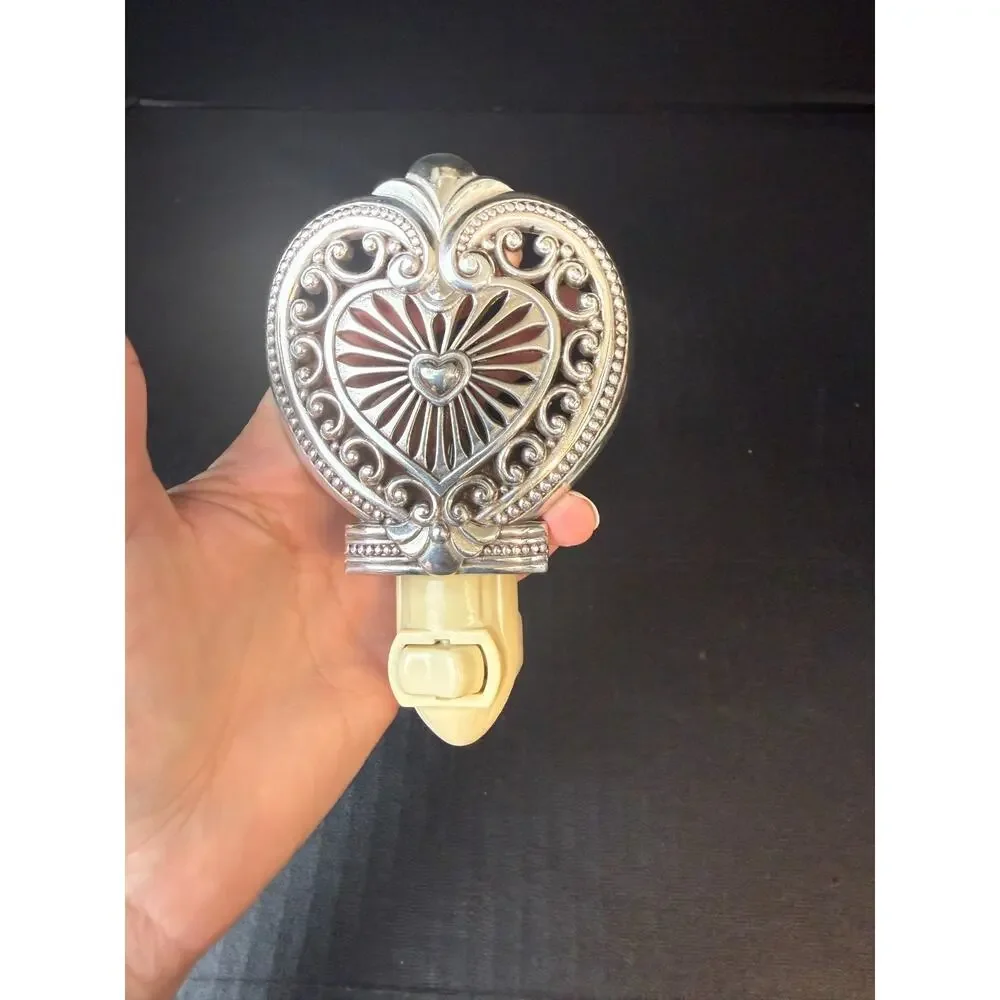 Brighton Heart Shape Nightlight Silver Plated Retired With Box